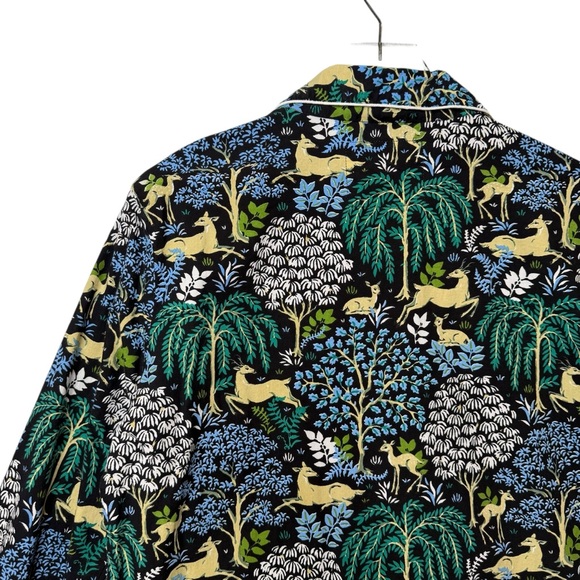 Print Fresh Dashing Deer Print Women’s Piped Organic Cotton Pajama Top Sz XS - Picture 11 of 13